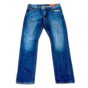 Mick Jeans by‎ Jean Shop Straight Leg Dark Wash Denim Orange Stitching 36x30